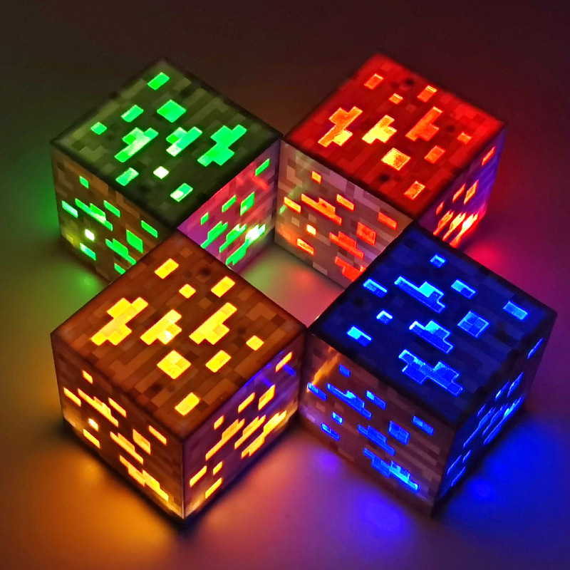 Color Changing Minecraft Lamp and Toy Sword Pickaxe